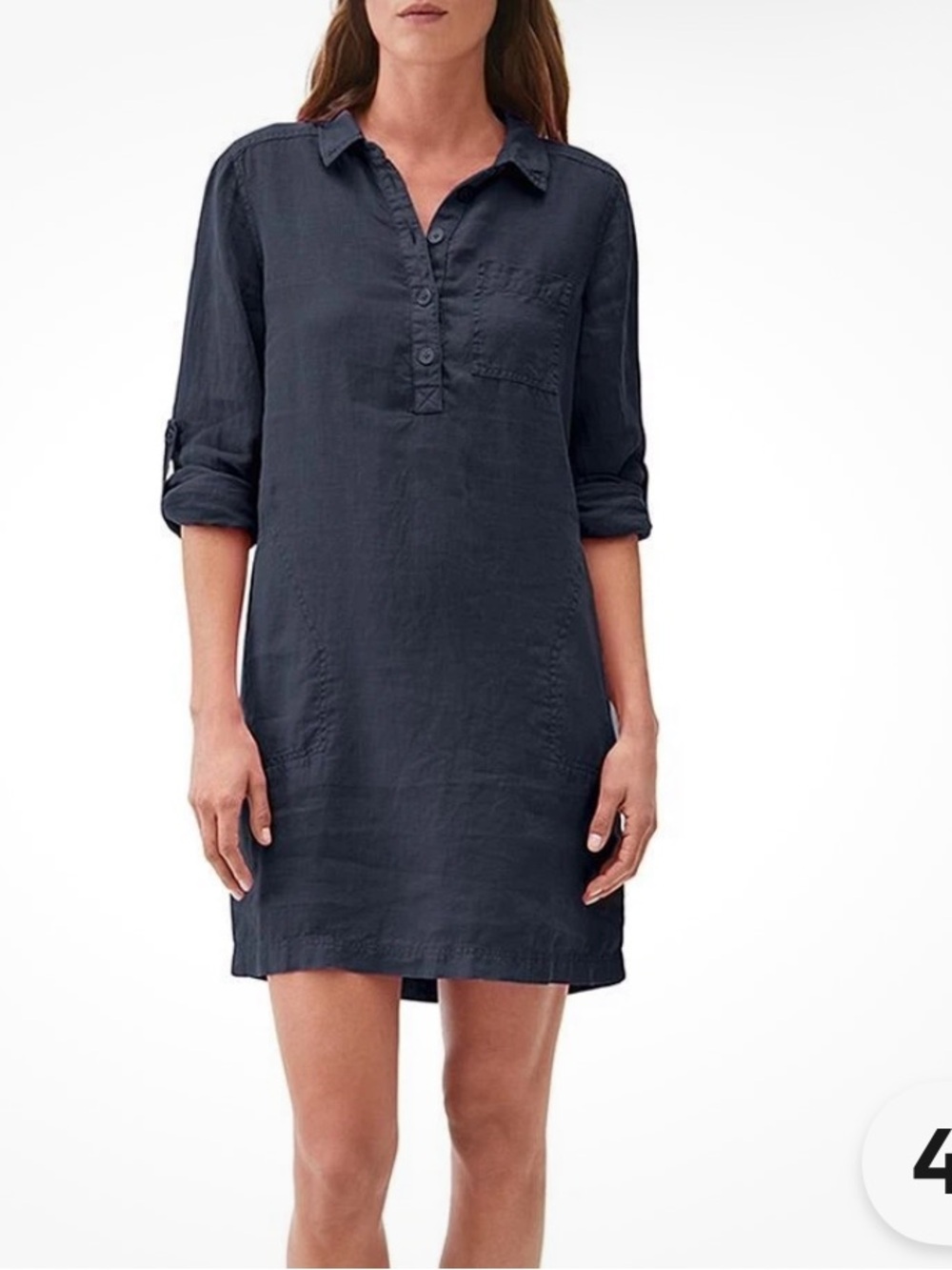 Michael Stars Linen Olive Green Long Sleeve Shirt Dress Eleanor